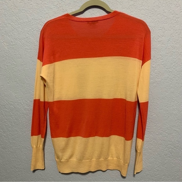 Theory Stripe Lightweight Wool Long Sleeves Pocket Sweater - Picture 5 of 6